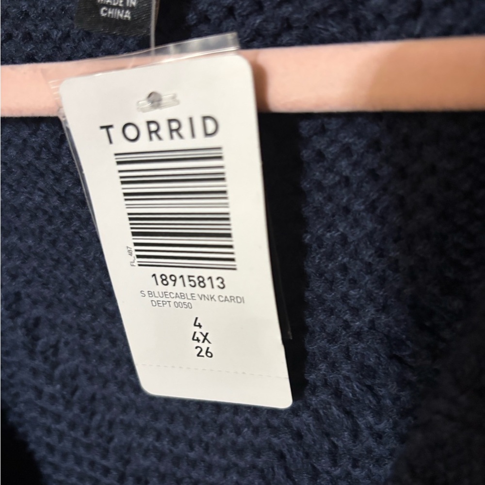 Torrid Deep Blue Cable Knit Cardigan - Picture 6 of 11